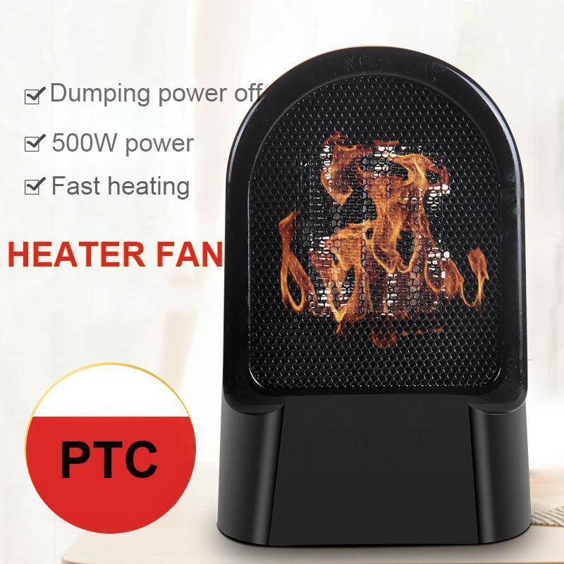 

Electric Fan Heater Small Portable PTC Ceramic Heating Personal Space Warmer for Home Office 500W1