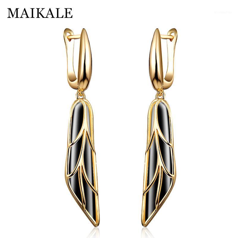 

MAIKALE Classic wing Shape Drop Earrings Copper Cubic Zirconia Long Earrings Plated Gold For Women Send Gift1