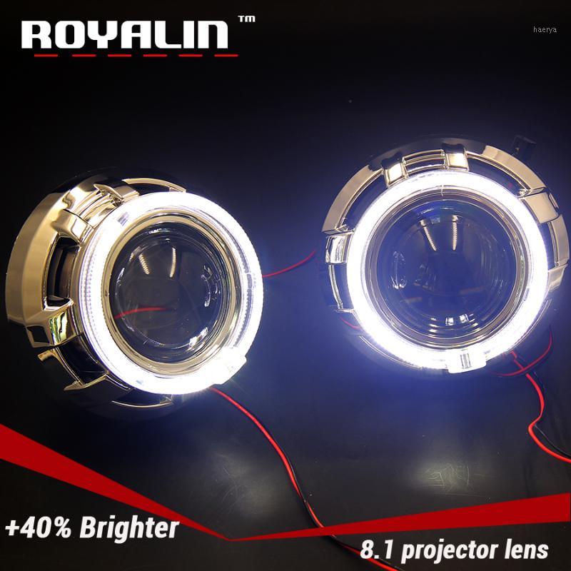 

ROYALIN 8.1 Version H1 HID Head Light Mini 2.5 Projector Lens For H4 H7 Auto Lamps w/ LED Angel Eyes Shrouds for Apollo White1
