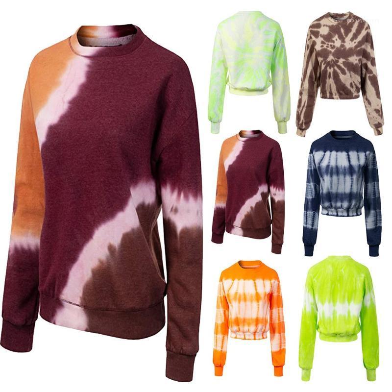 

Winter Women Hoody Sweatshirt Women' Fashion Casual Tie-dye Gradient Round Neck Long Sleeve Autumn Pullover Pure Tops1