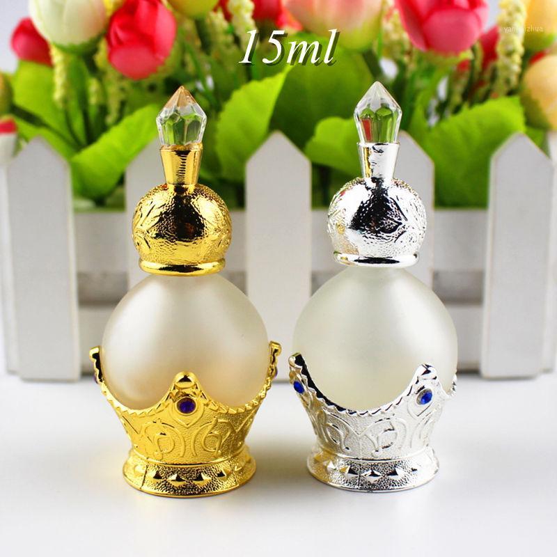 

1PC 15ml Vintage Alloy Metal Perfume Bottle Elegantly Essential Oils Bottle Frosting Craft Glass with Glass Dropper1