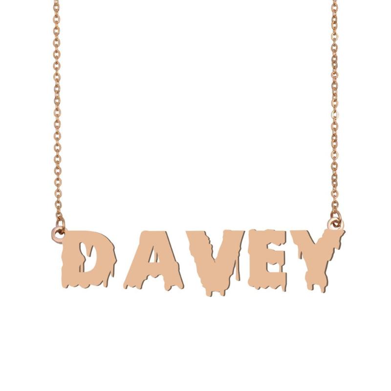 

Davey Name Necklace , Cool Bloody Art Name Necklace for Halloween and Santa's Day Jewelry Gift for Kids Boys Girls