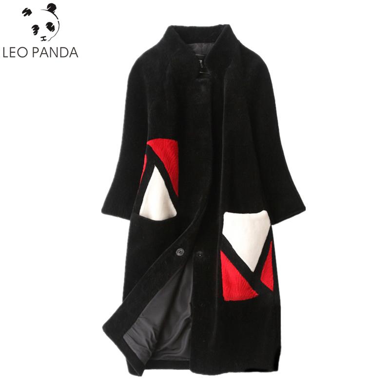 

Women's Fur Coat Winter Jacket Women 2020 Winter Natural Sheep Shearing Fur Coats Long Warm Real Wool Jackets Overcoat WHF31, Black