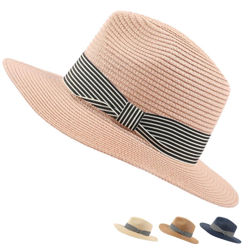

feitong Women Adjustable Travel Summer Sun Starw Hat Foldable Brim Trilby Bowler Female Panama Hat Straw Sun Hat#y45, Khaki