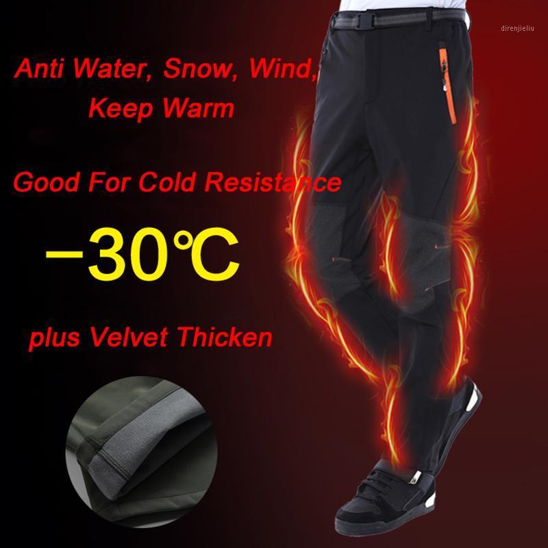 

Winter Hiking Pants Waterproof Softshell Men outdoor Camping Thermal Fleece Warm Trousers Women plus size S-4XL Pants1, Men black