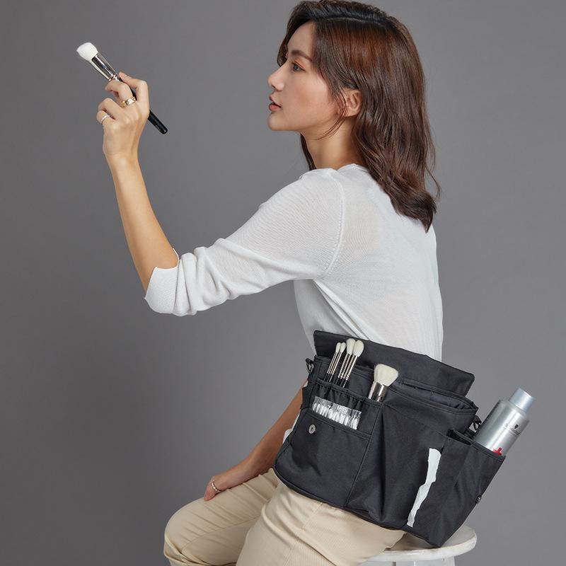 

Professional Multifunctional Makeup Bag Canvas Carry-on Beautician Cosmetic Bag One Shoulder Tools Portable Organizer Waist, Pu waist bag style