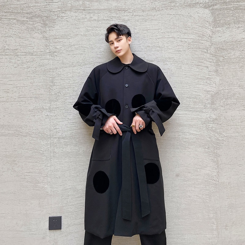 

2020 Dot Men Polka Japan Streetwear Long Fashion Trench Coat Outerwear Jacket 28b8, 9986