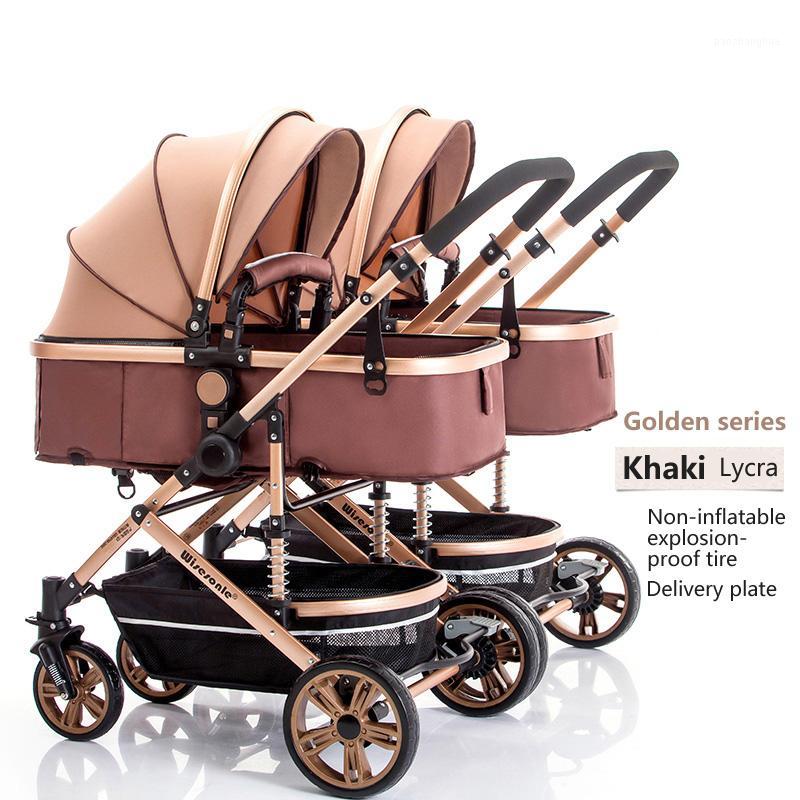 

High landscape twins stroller detachable twins car two baby absorber carriage collapsible light two newborn baby stroller1
