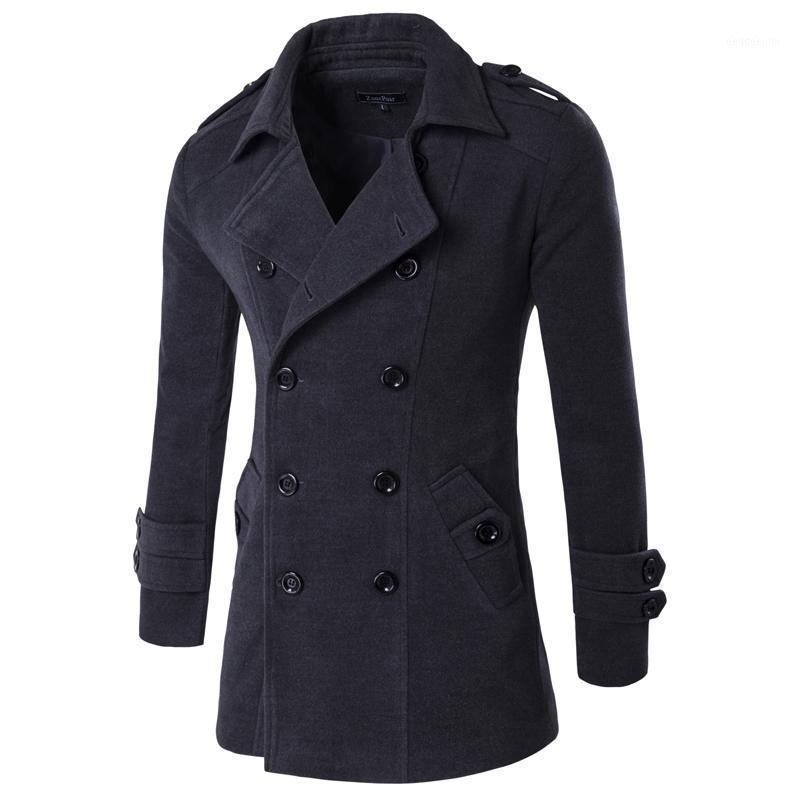 

Mens Wool Overcoat Autumn Winter Male Blendscoat Men Wool Jacket1, Black