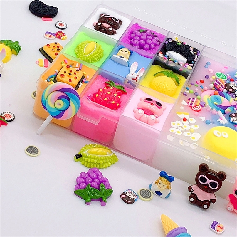 

500ml Charms Slime Toys DIY Polymer Clay Toys Cute Stretchy Individuality Charm Elasticity Slime Relief Stress Gift for Kids 201226
