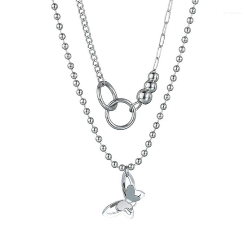 

Punk Women's Choker Collar Statement Neck Chains for Women Stainless Steel Butterfly Circle Necklace Pendant on Neck Jewelry1