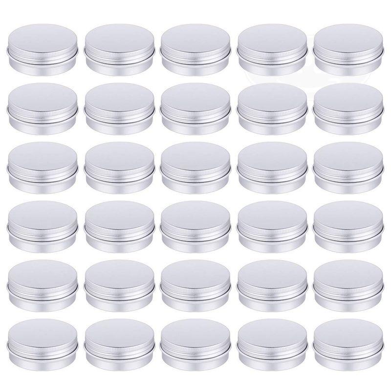

30 Pack Screw Top Round Metal Lip Tins Containers Lids (1oz