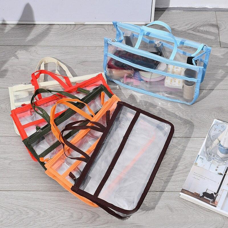 

Travel Cosmetics Organizer Bags Waterproof Transparent Cosmetic Bag Clear Beauty Toiletry Wash Makeup Bag Storage Case Handbag, Beige