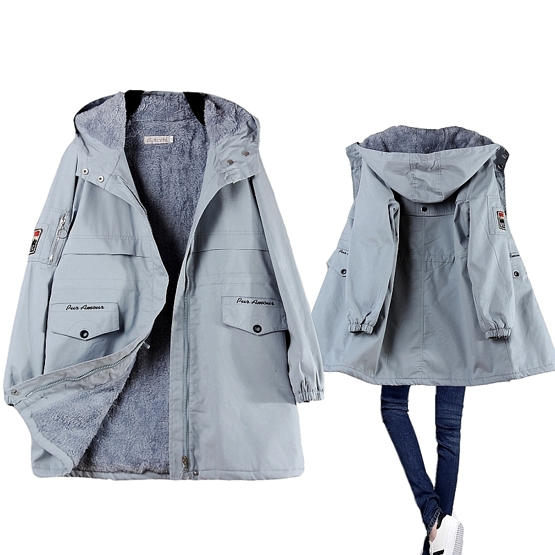 

New Autumn 2021 Winter Long Woman's Jacket Kpop Style Streetwear Cw8p ZS6Z, Black parka