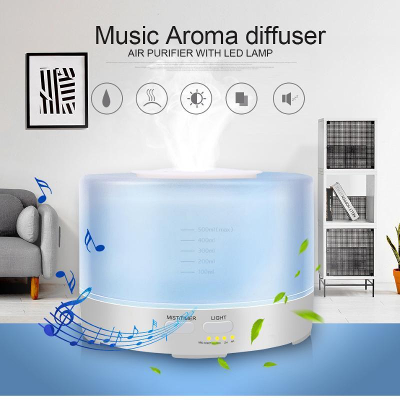 

Aroma diffuser 500ML Bluetooth music aroma diffuser LED color changing 12W humidifier household ultrasonic humidifier1