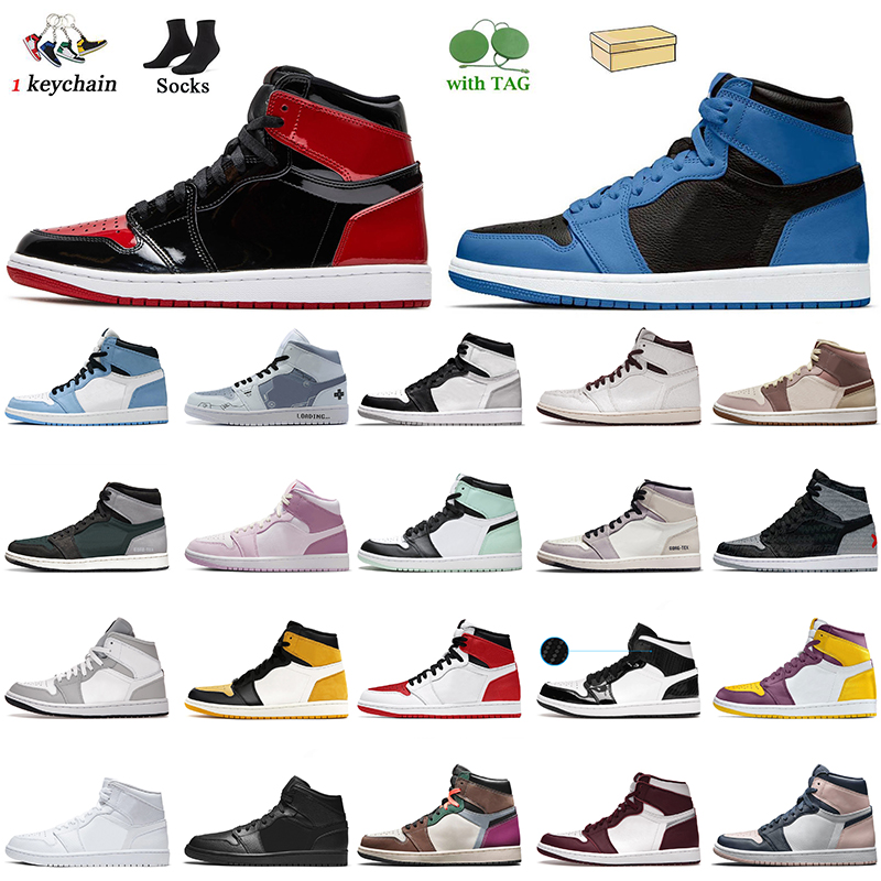 

Jumpman 1 1s Mens Women High OG Basketball Shoes Dark Marina Blue Patent Bred UNC White Yellow Toe Rebellionaire Heritage NRG Igloo Tan Gum Game Off Trainers Sneakers, B42 high og light smoke grey 36-46