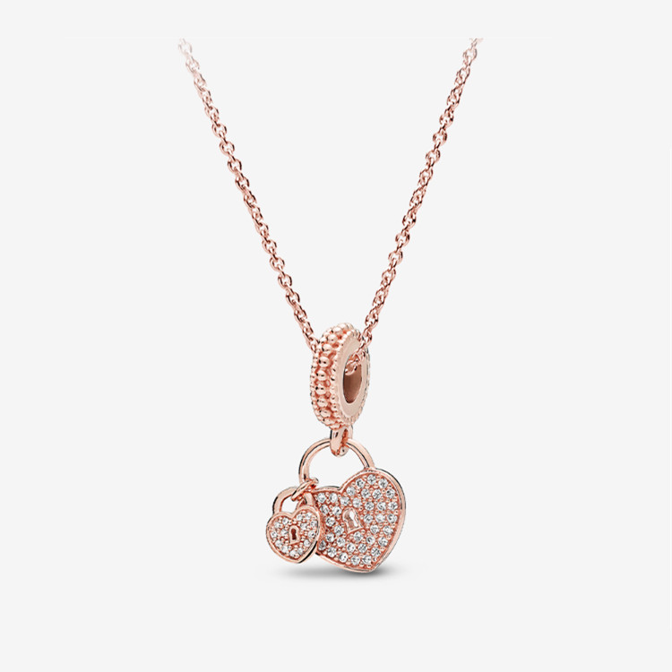 

2021 New 100% 925 Sterling Silver Pink Fan Collier Necklace Pave Circles Heart Necklace Women Pendant Necklace Jewelry gift