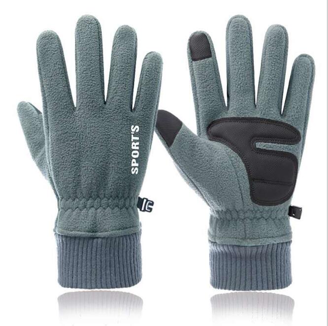 

Gloves men's winter polar fleece plus velvet thick warm gloves for cycling sports driving non-slip warmth touch screen