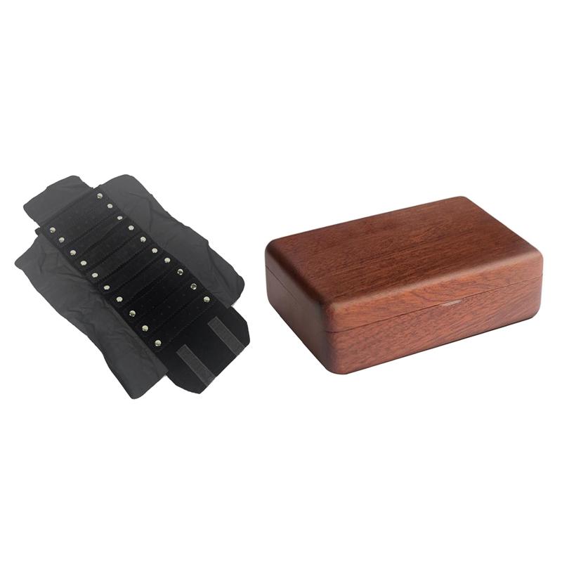 

Black Velvet Jewelry Roll Bag for Earring Storage Box & Wedding Valentine's Day Engagement Wooden Ring Frame Box