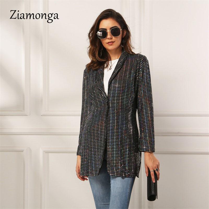 

Ziamonga New 2020 Women' Jacket Autumn Fashion Women Sequined Coats Turn-Down Collar Long Sleeve Outwears Cardigan Jackets, Colorful