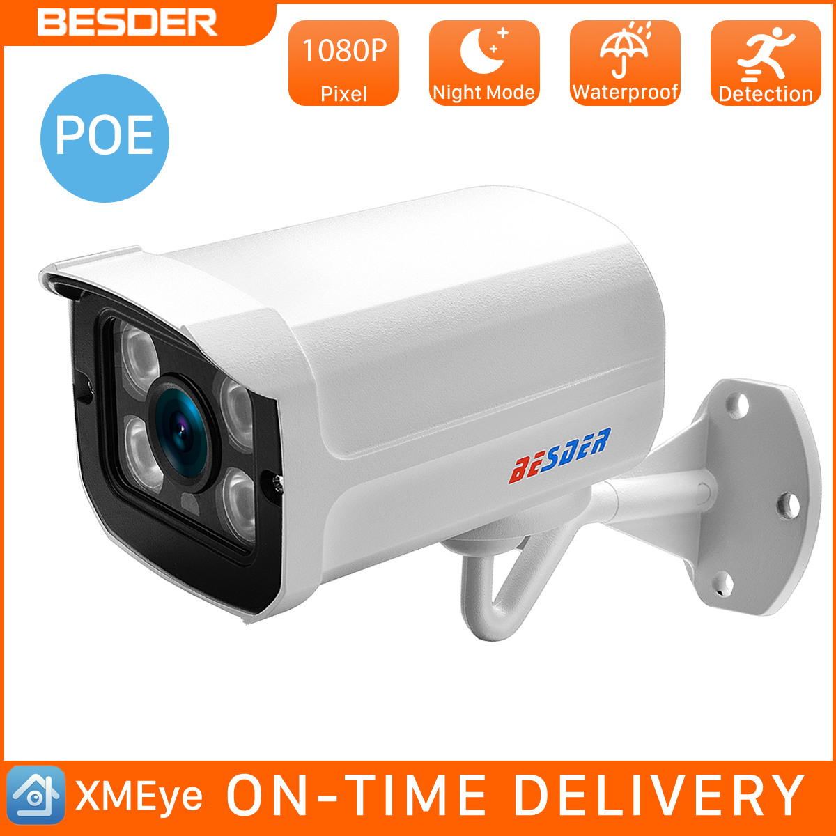 

BESDER 1080P 960P 720P Outdoor IP Camera PoE Wide Angle 2.8mm Metal Case ONVIF RTSP Security Waterproof CCTV APP XMEye