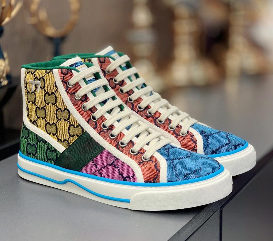 

designer tennis shoes 1977 sneaker canvas trainers luxury casual shoe guccl guccie beige blue washed jacquard denim women men ace rubber sol, Black