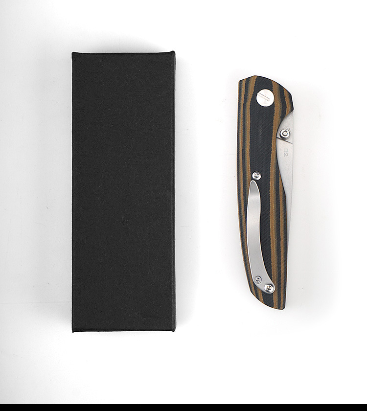 

high quality linerlock non-slip g10 handle d2 sharp blade folding camping hunting multifunction outdoor knife pocket knives men gift tool