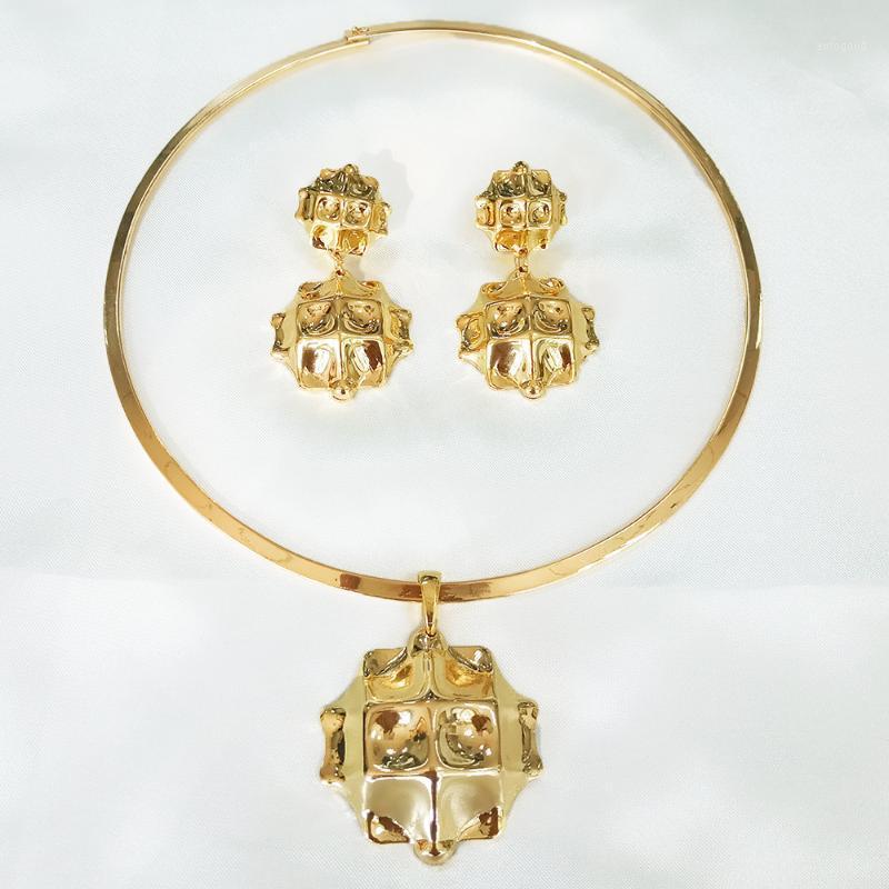 

Earrings & Necklace Set Gold For Women Beautiful Big Jewelry Sets Drop Earring1, As pic
