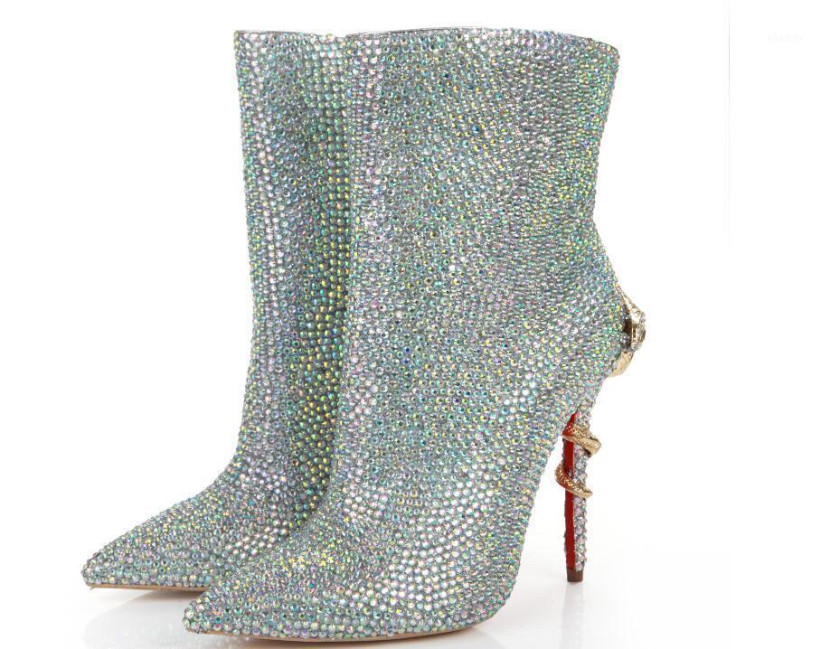 

KAEVE Sweet Fiashion Multicolour Genuine Leather Mid-Calf Shoes Pointed Toe Women's Shoes Strange Style Zipper Women's Boots1, Multi