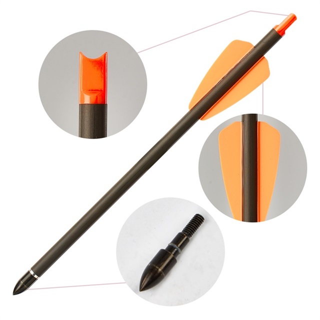 

Outer diameter 7.5mm hunting crossbow arrows screw field arrow tips pure carbon shaft arrows with moon type nock for compound bow fishing bo