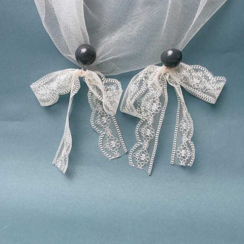 

Elegant Women large lace bow earrings Fashion jewelry Korean Bowknot Hollow Flower korean earrings
