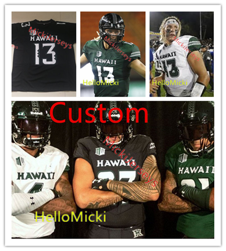 

Mens Custom NCAA Hawaii Rainbow Warriors Football Jersey Boone Abbott Michael Washington Isaiah Tufaga Lincoln Victor Hawaii Jersey -3XL, Army green