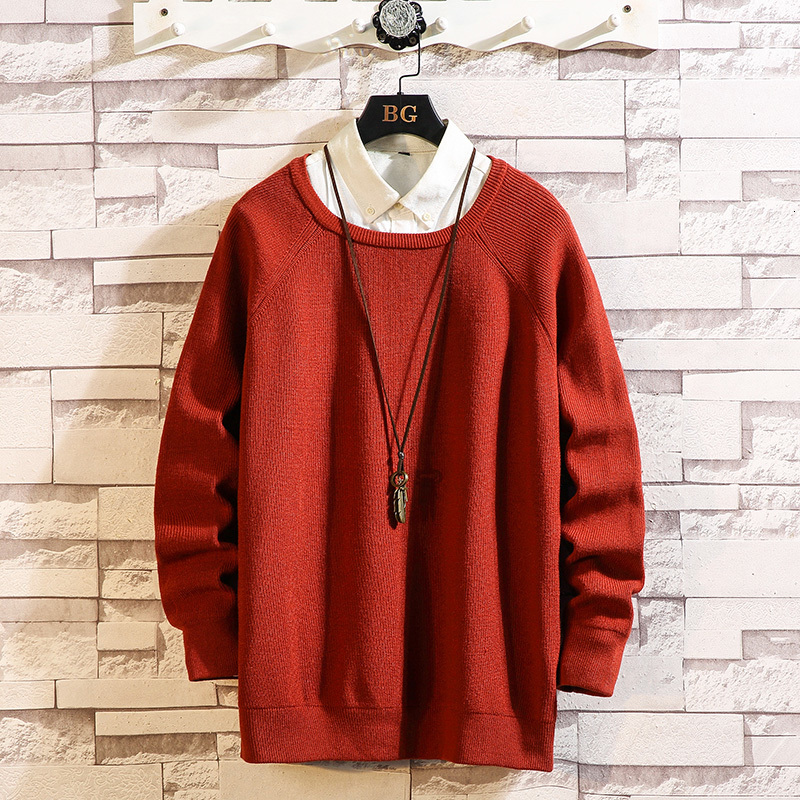 

2021 New Fashion Classic O-neck Black Red Sweater Men's Oversize Pull Plus Size M-5xl Long Sleeves Pullover for Spring Winter Yymj, M108 3