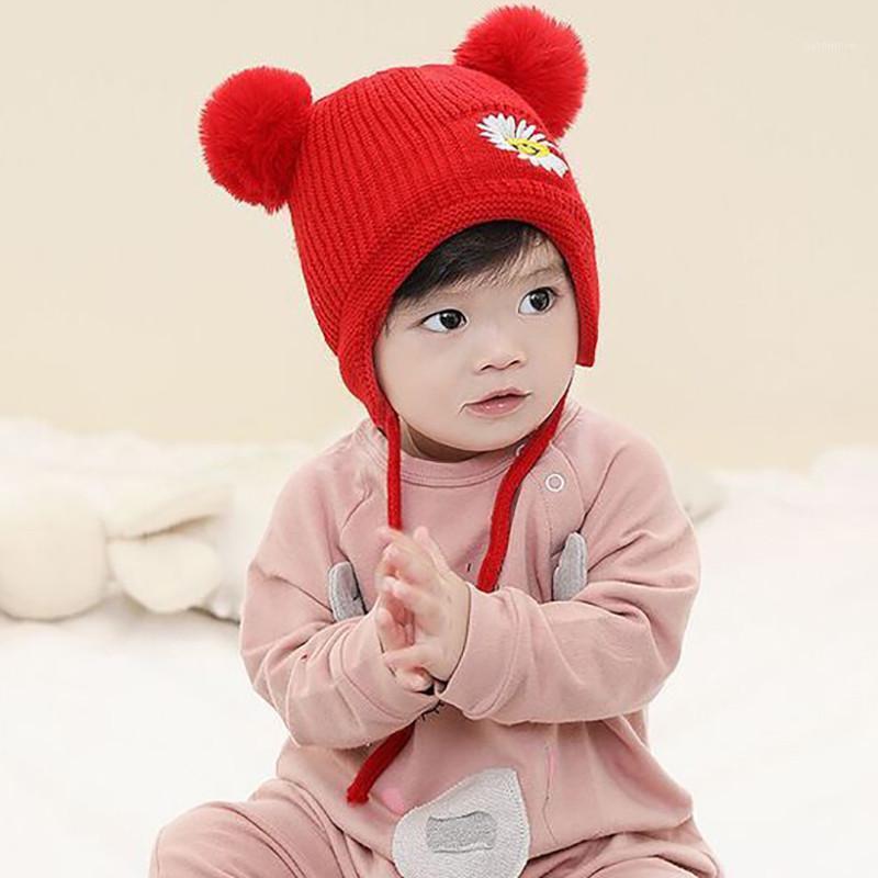 

Baby Hats Autumn Winter Unisex Pompom Earflap Caps For Newborn Toddler Kids Girl Cap Baby Boy Hats Beaine Bonnet1, Black