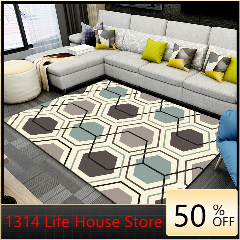 

1314 Modern Minimalist Geometric Carpet Living Room Bedroom Bedside Carpet Washable Easy Care Floor Mat Rugs for Home