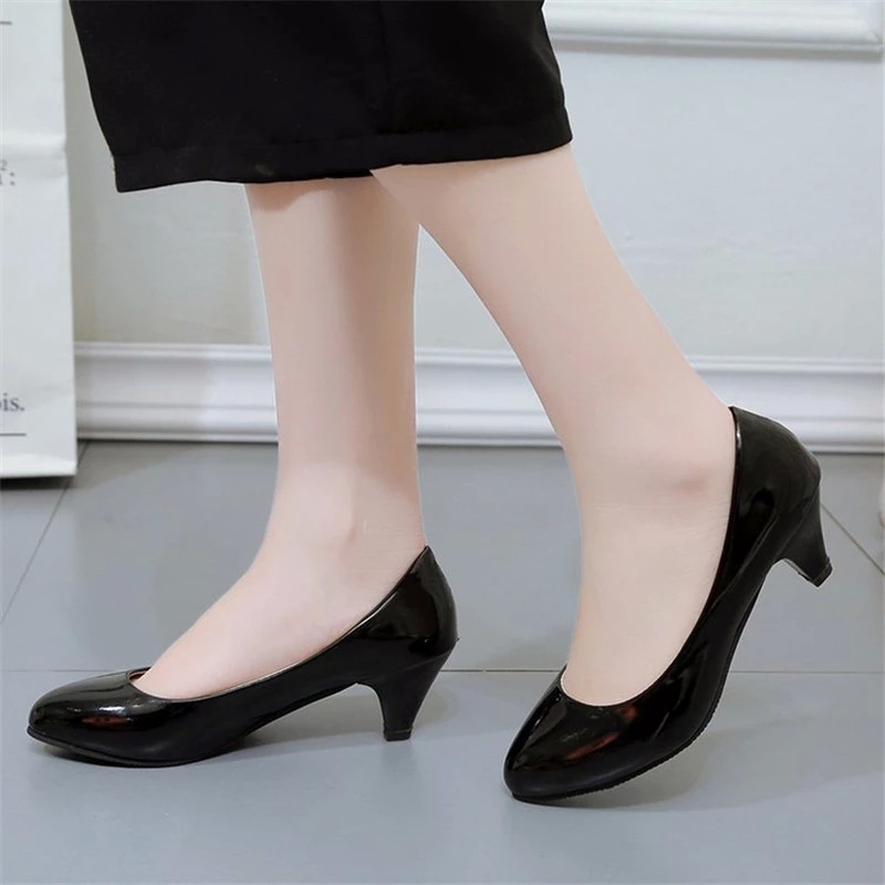 

Plus Size 34 42 Women Wedding Shoes Patent Leather High Heels Pumps OL Office Dress Shoes Woman Boat zapatos mujer #On4k, Beige