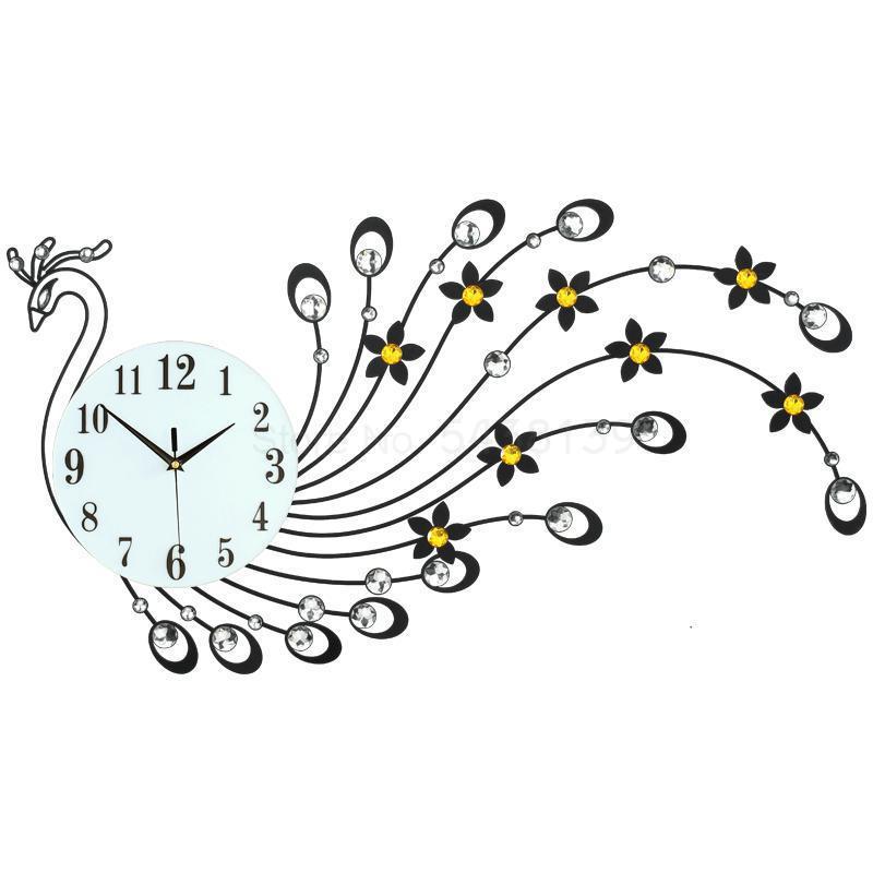 

600 Peacock clock wall clock living room art personality restaurant hanging table luminous creative fashion mute bedroom decora