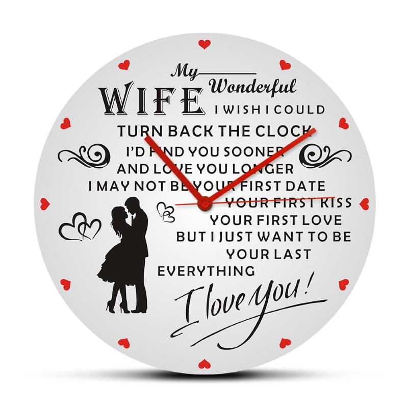 

To My Wife I Love You Romantic Home Decor Red Hearts Deep Love Messages For Wife Silent Move Wall Clock Engagement Gift For Her