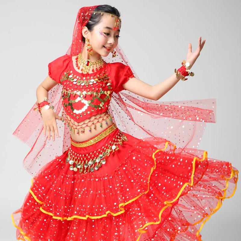 

New Children Belly Dance Costumes Girls Bellydance Clothes Performing Suit Kids Practice Professional Garment Wear H4573, Blue
