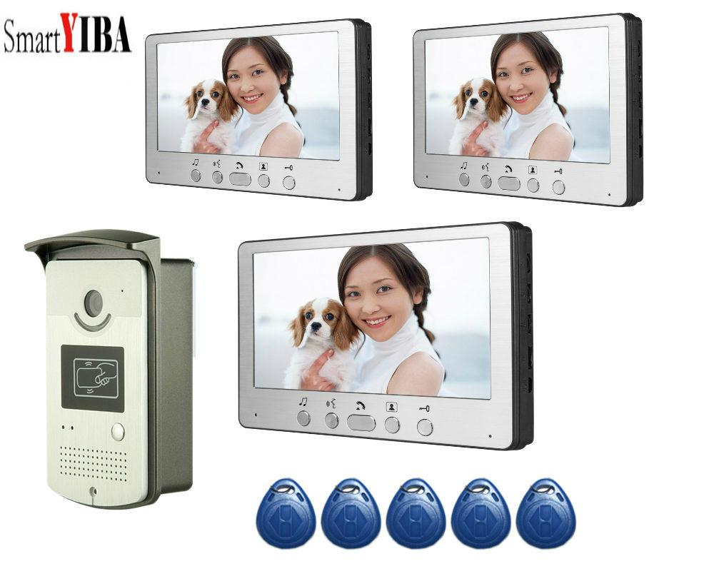 

SmartYIBA 7"Home Video Intercom Door Phone Unlock System RFID Access Door Camera Doorbell Kits With Power Supply Control Option