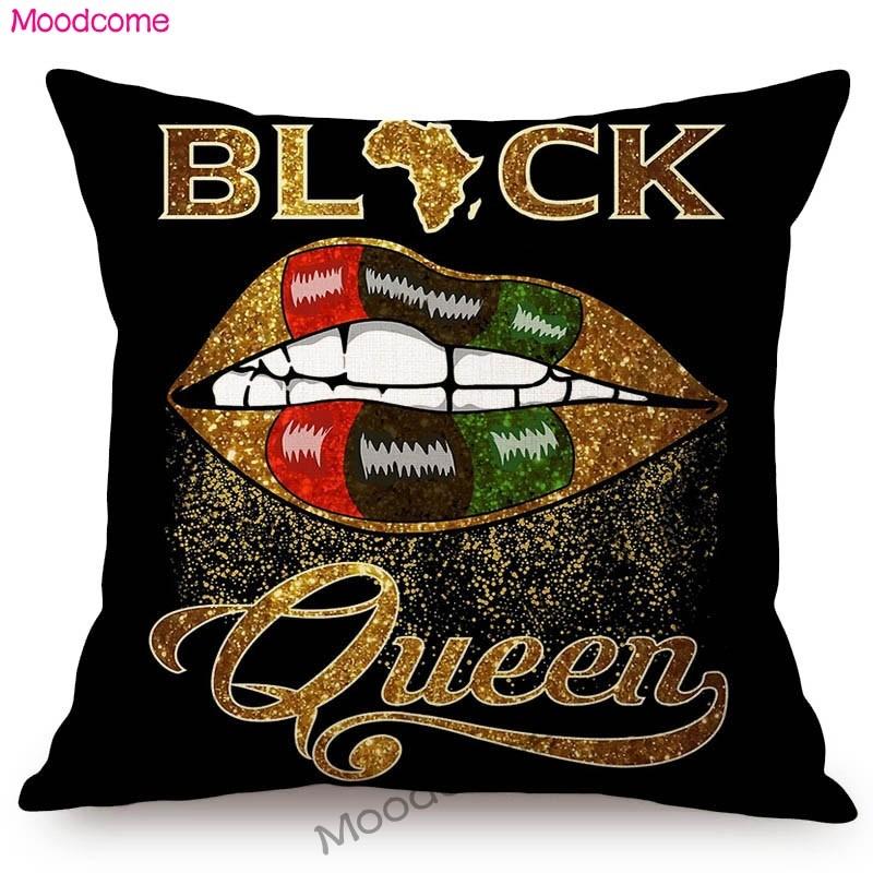 

Fashion Black Queen African Princess Cartoon Afro Girl Sexy Lips Home Decorative Sofa Throw Pillow Case Africa Cushion Cover, N390-9
