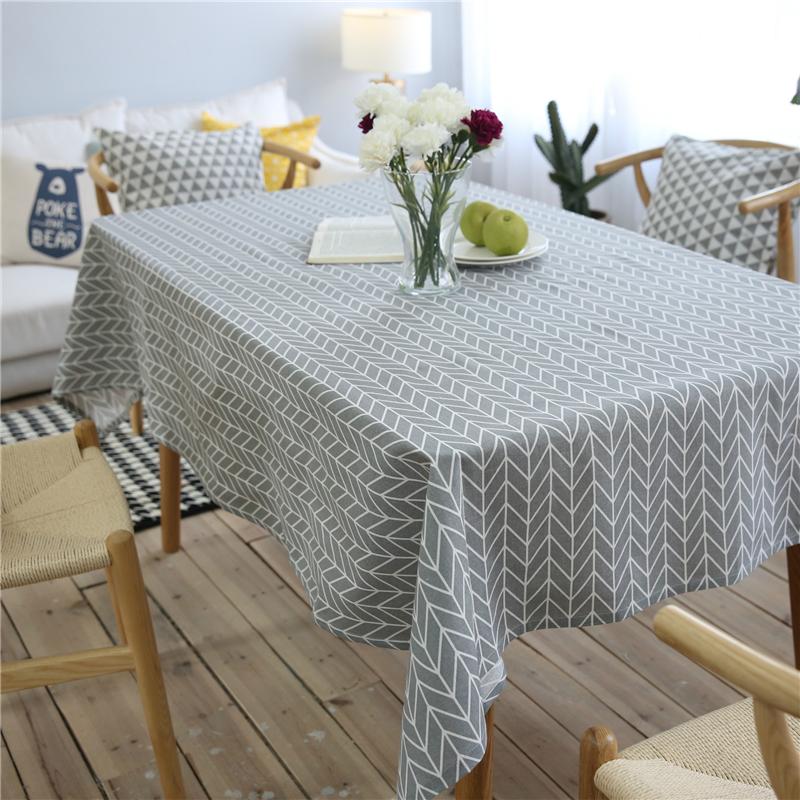 

Geometric Grey Table Cloth Cotton Linen Tablecloths For Rectangular Table Decorative Dining Cover Obrus Mantel Mesa Nappe, As picture