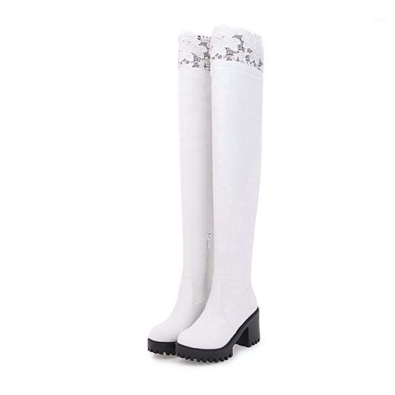 

BLXQPYT Winter Boots women over the knee boots High Heels Sexy Shoes woman warm snow Round Toe fashion modern ladies Leather 3-61, Black without fur