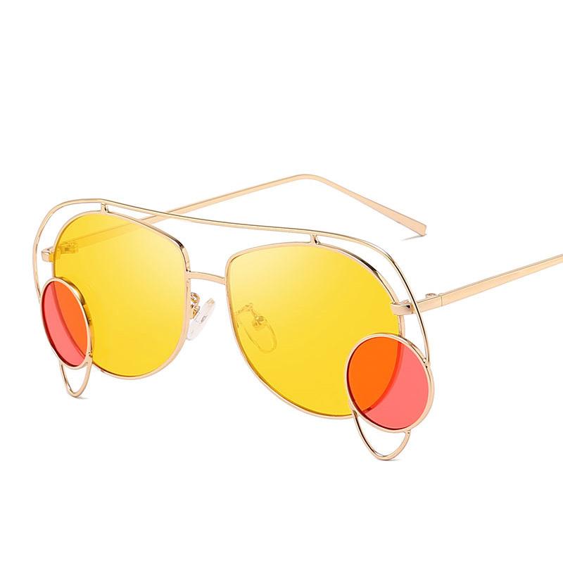 

2020 Brand Designer Irregular Personality Oval Sunglasses for Women Metal Frame Men Sun Glasses Red Black Blue Lens UV400