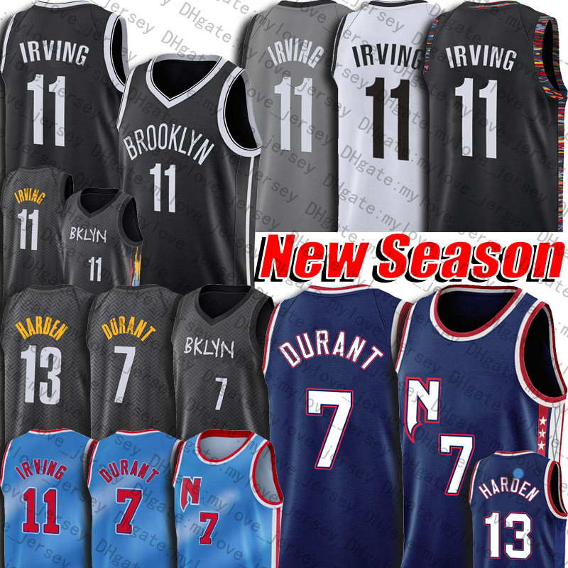

Kevin 7 Durant Jersey Basketball 13 James Kyrie Harden 11 Irving Jerseys 2022 Season City 75th Anniversary Blue Uniform Shirts