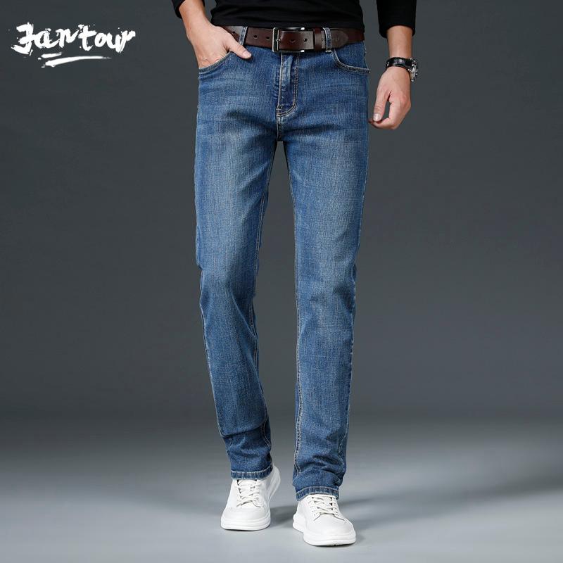 

2021 New Men's Classic Blue Black Slim-fit Jeans Business Cotton Elastic Regular Fit Denim Pants Male Brand Trousers -40