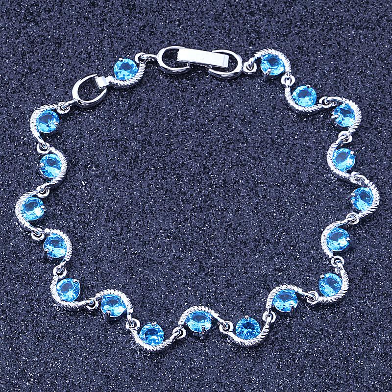 

Super Noblest / Luxury Sparkling Ocean Melody blue Cubic zirconia silver plated Bracelets & bangles fashion jewelry S032