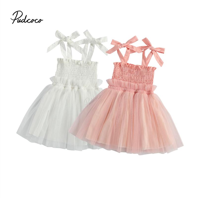 

Girl's Dresses Infant Baby Girls Camisole Elastic Dress With Mesh Stitching, Cute Bow Decoration Sweet Princess Summer Clothing 6M-4Y, Red;yellow