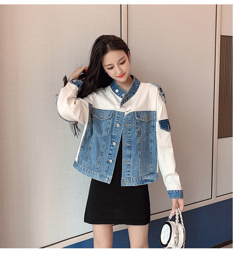 

2021 New Jean Women New Fall Korean Style Loose Sewing Single-breasted Stand-up Collar Motorcycle Fashion Jacket Nz11 A5mw, Roll