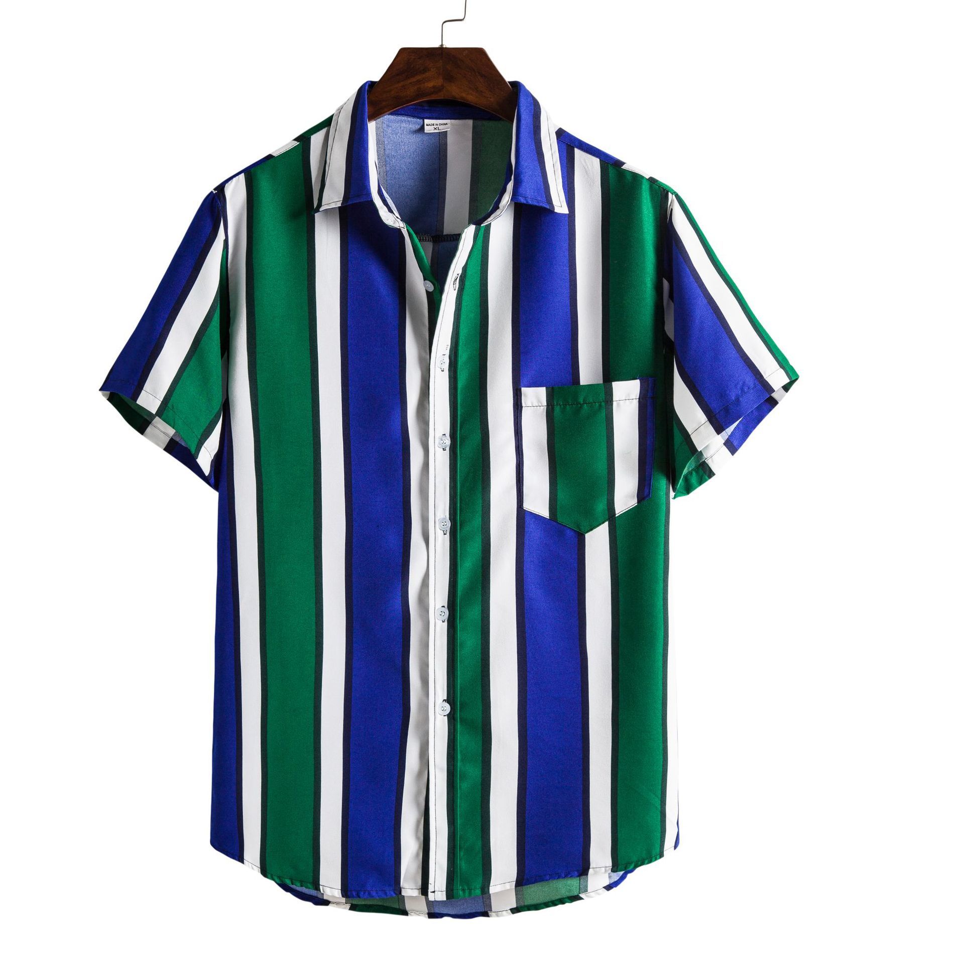 

2021 Style New of Clothing Short Sleeve Stripes Men's Shirt Oaf7, Red